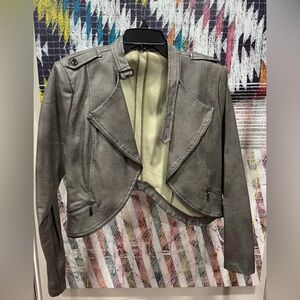 Entry Gray-Green Leather Jacket